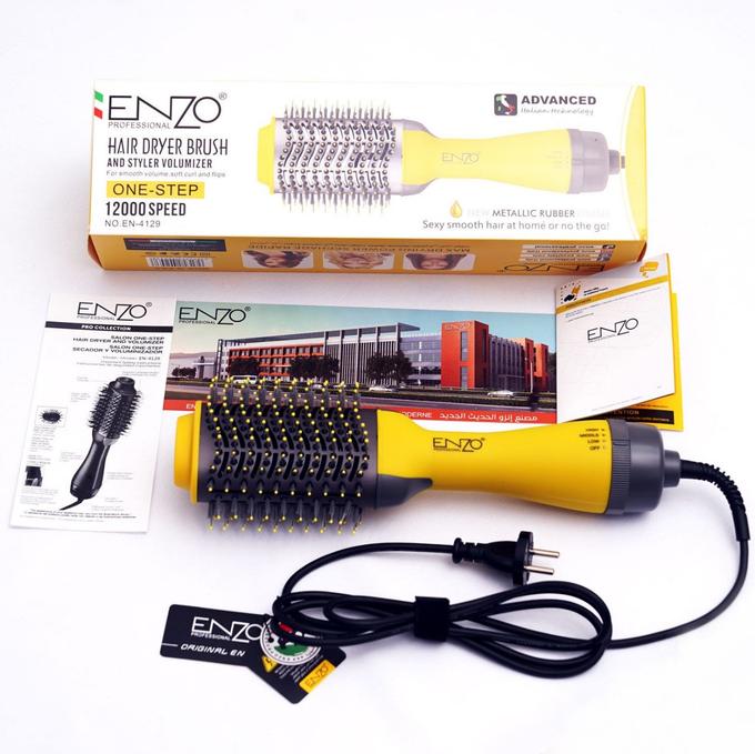ENZO Brosse Soufflante Professionnelle 2-en-1 Séchage & Volume (Édition Jaune) – Image 4